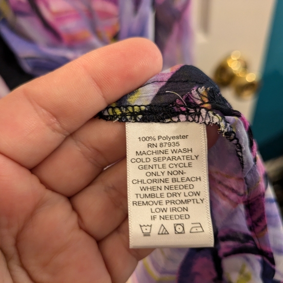 Susan Graver sheer, button down blouse with 3/4 sleeves, size 3X - Picture 7 of 11